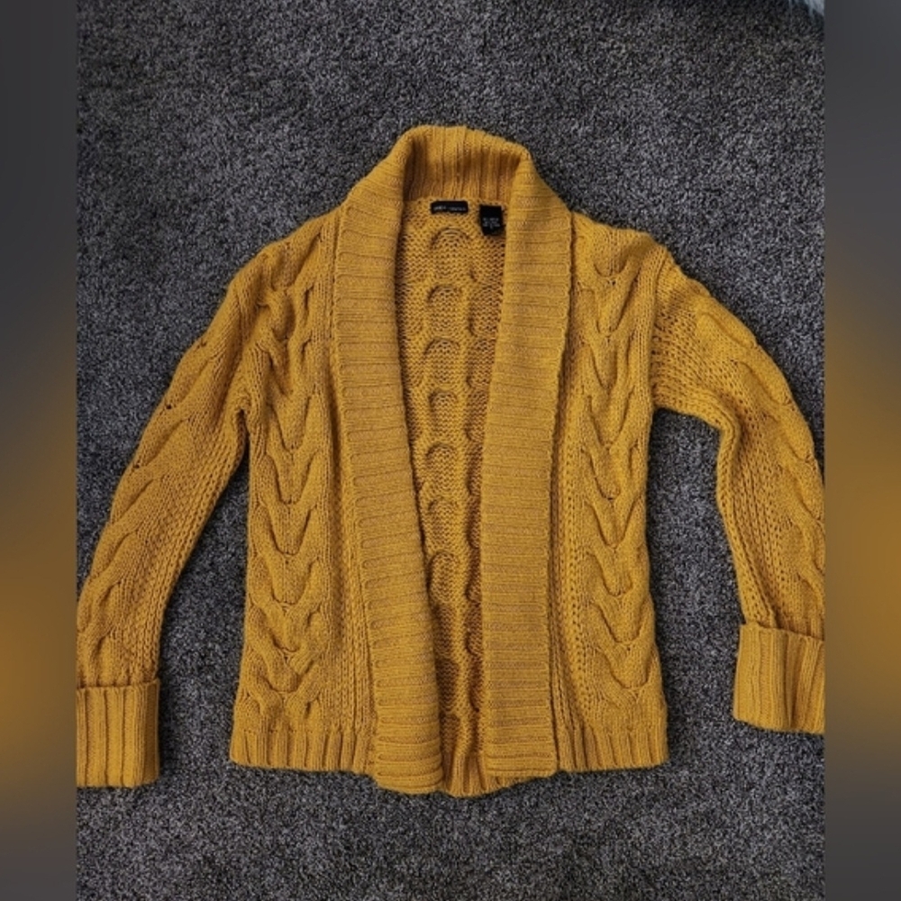 Moda International Mustard Cable Knit Cardigan